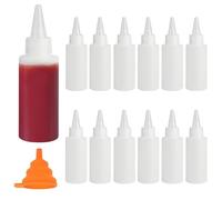 12 Pz Flacone Dosatore, 100 ML Squeeze Bottles, Bottiglia Squeeze di Plastica, Dispenser da Cucina, Flaconi Comprimibili, Flaconi Contenitore per Olio Salsa Condimento Ketchup (Modello di lucido)