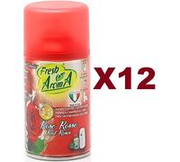 12 PZ FRESH AROMA MATIC DEODORANTE AMBIENTE ROSE ROSSE RICARICA 250ML DEO SPRAY