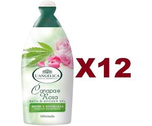12 PZ L'ANGELICA BAGNOSCHIUMA CANAPA & ROSA 500ML NUTRE E RIVITALIZZA