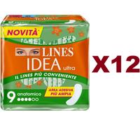 12 PZ LINES IDEA ULTRA ANATOMICO DA 9 ASSORBENTI IPOALLERGENICO