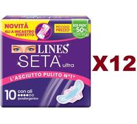 12 Conf. (132 Assorbenti) Lines Seta Ultra con Ali Strato Assorbilampo