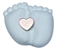 12 PZ MAGNETE GESSO PIEDE GIRL CON CUORE PLEXIGLASS ROSA H.3 CM CALAMITA BOMBONIERA APPLICAZIONE NASCITA