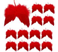 12 pz Natale ali d'angelo rosso ali di piume decorazioni per albero di Natale mini angeli ali albero di Natale ciondolo piuma ornamento piuma d'angelo per decorazioni natalizie matrimonio baby shower