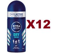 12 PZ NIVEA MEN DEO ROLL ON DRY FRESH 50ML DEODORANTE CORPO UOMO