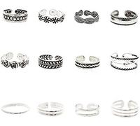 12 pz Open Toe Anelli Vintage Onda Fiore Nodo Regolabile Anello Del Piede Set per Le Donne Partito Trattamento Intelligente