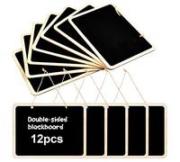 12 Pz Piccola Lavagna in Legno, Lavagnette da Appendere, Mini Legno Lavagna per Scuola Sbarra Ristorante Matrimonio Festa Decorazione Messaggi, 16 x 12 cm, Nero