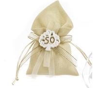 12 pz Sacchetti Portaconfetti Nozze d'Oro con Albero della Vita e Numero 50 in S