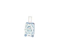12 pz scatolina legno bambino celeste trolley valigia portaconfetti bomboniera