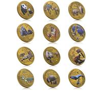 12 pz/set di monete commemorative animali africani giacinto ara lemure tigre siberiana Zambia 1000 Kwacha metallo cristallo medaglie regalo collezione
