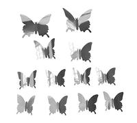 12 pz/set Farfalla 3D Specchio PVC Wall Wall Sticker Art Adesivi Rimovibile Home Decor Argento Pratico e Popolare Durability