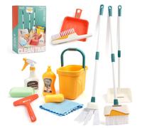 12 pz/set Set di Pulizia per Bambini Kit di Forniture per Lavori Domestici con Paletta Scopa Secchio Mop Set di Pulizia Gioca a Casa Giocattoli per Ragazzi e Ragazze one set with box