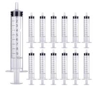 12 pz Siringhe 10ml, Siringa di Plastica Riutilizzabili Sigillate Singolarmente con Tappi per Laboratori Scientifici, Misurazione di Liquidi, Animali Domestici, Applicatore di Olio o Colla (10ml, 12)