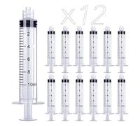 12 pz Siringhe Luer Lock da 10 ml, Siringa di Plastica Sigillate Singolarmente per Laboratori Scientifici, Misurazione di Liquidi, Animali Domestici, Applicatore di Olio o Colla (10ml, 12)