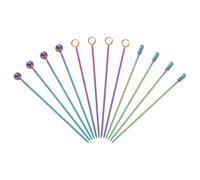 12 Pz Spiedini Acciaio per Cocktail, 11 cm (Perline/Anello/Cilindro)