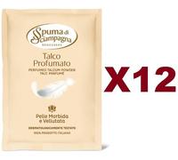12 PZ SPUMA DI SCIAMPAGNA BUSTA TALCO PROFUMATO 100% NATURALE 75GR PELLE MORBIDA