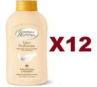 12 PZ SPUMA DI SCIAMPAGNA TALCO PROFUMATO 100% NATURALE 200GR PELLE MORBIDA