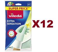 12 PZ VILEDA GUANTI EXTRA SENSATION IN LATTICE NATURALE MEDIUM M/8 MEDIA