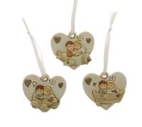 12 PZ VOLARE Pendagio resina cuore coppia sposi 4 cm BOMBONIERA 07N4