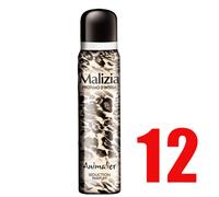 12 PZ x MALIZIA ANIMALIER DEODORANTE SPRAY DONNA PROFUMO NOTE CALDE E SEDUCENTI