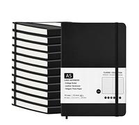 12 quaderni per diario universitario a righe in pelle, con copertina rigida, per scrivere ufficio, scuola, casa, lavoro, 21,1 x 14 cm, carta spessa 100 g/m², 160 pagine (nero, A5)