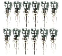 12 rametti artificiali di pino, rametti artificiali innevati con bacche di Natale e pigne, bacche di agrifoglio, decorazioni floreali per albero di Natale, per ghirlande fai da te, decorazioni per