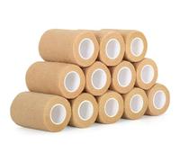 12 Rotoli Benda Coesiva Elastica Bendaggio Autoadesivo 7,5cm x 4,5m Fasciatura Adesiva Salvapelle Sport Nastro Bendaggio Sportivo per Mani, Piedi, Ginocchia, Braccia (Colore della Pelle)