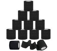 12 Rotoli Benda Elastica Coesiva 4,5Metri x 5cm Nero Benda Elastiche per Bendaggio Fissaggio Medicazione Fratture Leggere Sportivo (4,5Mx5cm-12 rotoli-nero)