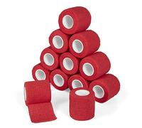 12 Rotoli Benda Elastica Coesiva 5cm x 4,5m, Bendaggio Adesiva Coesiva Nastro Bendaggio Sportivo Non Tessuto Autoadesivo Benda Salvapelle Fasciature per Mani, Piedi, Ginocchia, Braccia (rosso)