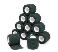 12 Rotoli Benda Elastica Coesiva 5cm x 4,5m, Bendaggio Adesiva Coesiva Nastro Bendaggio Sportivo Non Tessuto Autoadesivo Benda Salvapelle Fasciature per Mani, Piedi, Ginocchia, Braccia (verde scuro)