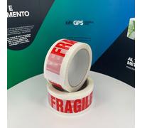 12 ROTOLI NASTRO ADESIVO 50 X 66 SCOTCH FRAGILE BIANCO STAMPA ROSSA