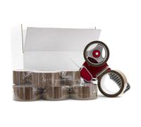 12 ROTOLI NASTRO IMBALLAGGIO AVANA MM 50X66 MT CON DISPENSER STENDINASTRO