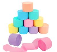 12 Rotoli Stelle Filanti in Carta Crespa 25m x 4.5cm Colorata, Fai Da Te Decorativa Nastro Crespato per Artigianato, Decorazioni per Feste Compleanno Matrimonio, 6 Colori