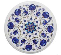 12 " Rotondo Marmo Tavolino Top Pietra Dura Inserto Lapis Floreale Arredo Casa