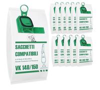 12 Sacchetti Compatibili Folletto VK 140/150 - Microfibra 5 Strati Alta Filtrazione, Ricambio Sacchetto Aspirapolvere Folletto Premium Quality