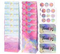 12 Sacchetti Di Carta Da Regalo Colorati, 18 Etichette, 15 Biglietti D'Auguri, Graziosi Sacchetti Di Carta Sfumati, Sacchetti Per Bomboniere Per Ragazze, Sacchetti Di Caramelle Sfumati