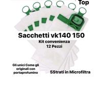 12 SACCHETTI FOLLETTO VK140 VK 150 + 6 PZ Granuli Profumati per VORWERK Vk150 ,