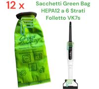 12 Sacchetti Folletto VK7s ORIGINALI? NO GREENBAG Hepa 12 a 6 Strati 140 150