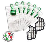 12 SACCHETTI PER FOLLETTO VK 140 VK 150 MADE IN ITALY + 2 FILTRI