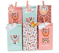 12 sacchetti regalo stampati per la Pasqua - Boho - idea regalo - con clip in legno e 2 fogli di etichette stampate in lamina d'oro | Nido di Pasqua per il crafting e i regali - Set 9