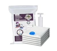 12 Sacchetti Sottovuoto Vestiti + Pompa a Vuoto, MISURE MISTE - OTTIMI PER CAMBIO STAGIONE, Buste Sottovuoto Riutilizzabili per Coperte, Piumoni, Cuscini, Lenzuola, Vestiti