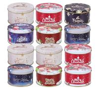 12 Scatole di biscotti di natale, scatole di natalizia con coperchio, scatole per biscotti, lattine di di natale in metallo, set regalo natalizio, mini barattolo per caramelle