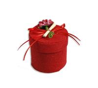 12 SCATOLINA IN TESSUTO CON PERGAMENA PORTA CONFETTI BOMBONIERA LAUREA ROSSO