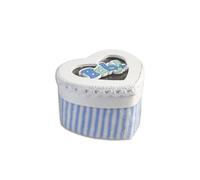 12 SCATOLINA PORTA CONFETTI A FORMA DI CUORE BOMBONIERA NASCITA BIMBO AZZURRO