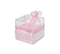 12 SCATOLINA PORTA CONFETTI BOMBONIERA NASCITA BATTESIMO CIUCCIO BIMBA ROSA