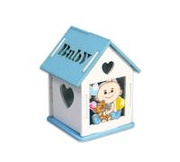 TrAdE Shop Traesio 12 SCATOLINA Porta Confetti CASETTA BOMBONIERA Nascita Battesimo Celeste Maschio