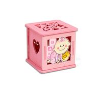 12 SCATOLINA PORTA CONFETTI IN LEGNO BOMBONIERA NASCITA BATTESIMO ROSA FEMMINA