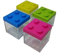 12 scatoline mattoncini lego porta confetti bomboniera trasparente plexiglass multicolor (f)