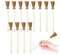 12 Scopa Matite Legno, Matita Scopa Saggina, Matite Legno Naturale, Matite Bambini Regalo Feste, Scopa Matita per Regalo Feste, Festa Magica, Halloween Decorazione