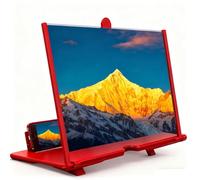 12" Screen Magnifier Version,Mobile Phone Magnifier Projector Screen,Clear, Lightweight and Foldable Phone S-creen M-agnifier for Watching Movies Videos Playing Games (Red,12 inch)