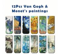 12 segnalibri magnetici artistici con famose pitture di Van Gogh e Monet - ideali per la scuola, l'ufficio e gli amanti dell'arte - realizzati in carta Magnete